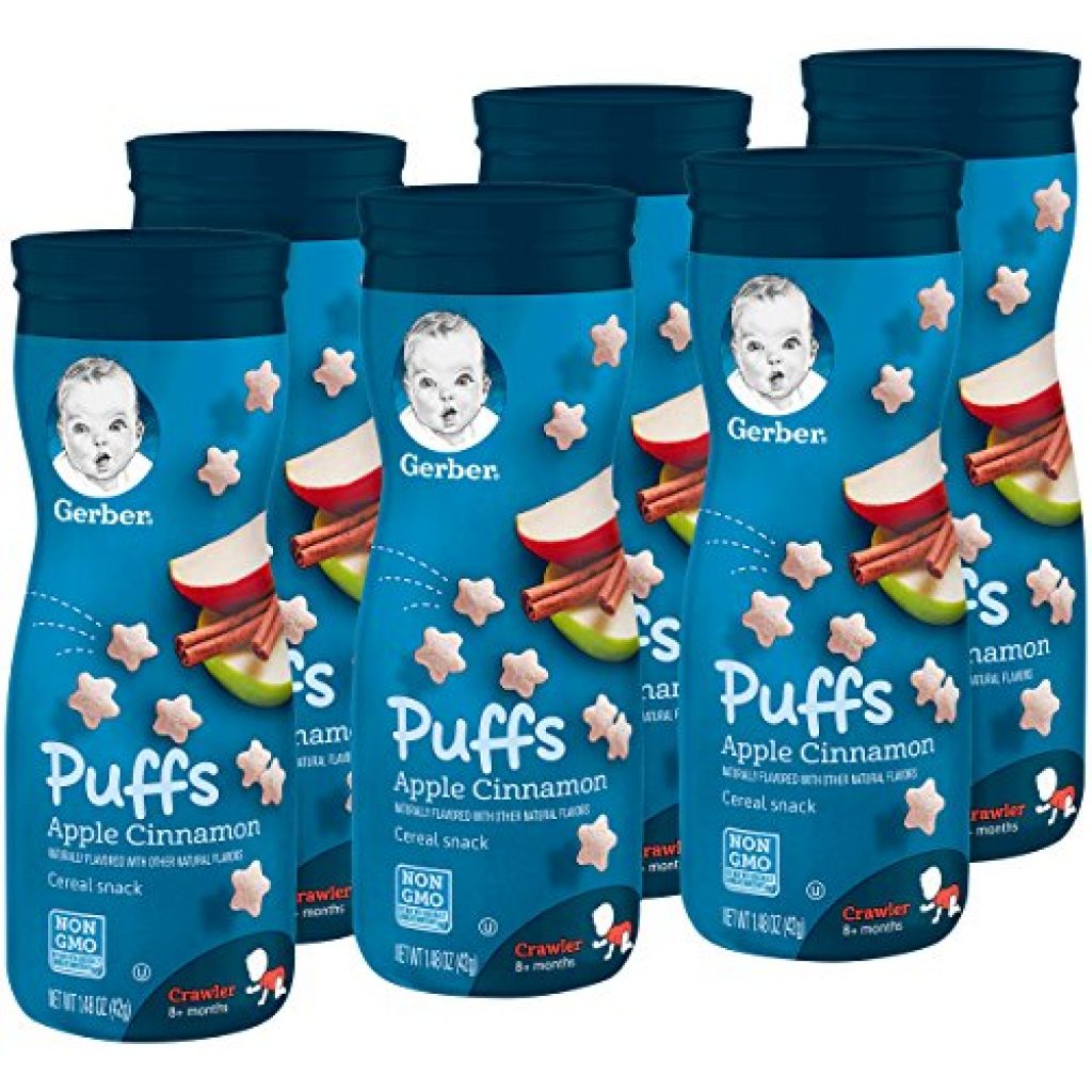 Gerber Puffs Cereal Snack, Apple Cinnamon, 1.48 Ounce, 6