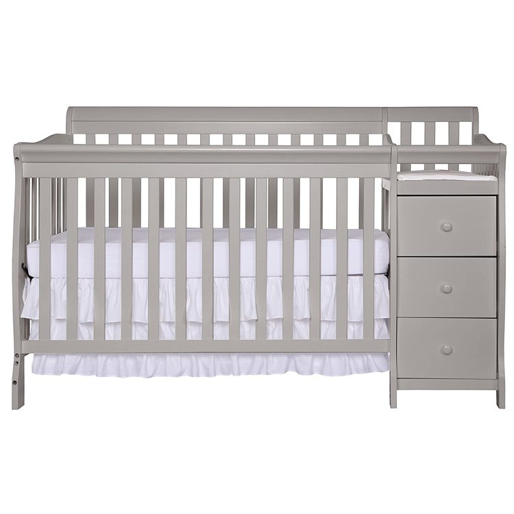 Dream On Me Brody 5-in-1 Convertible Crib with Changer, Pebble Grey