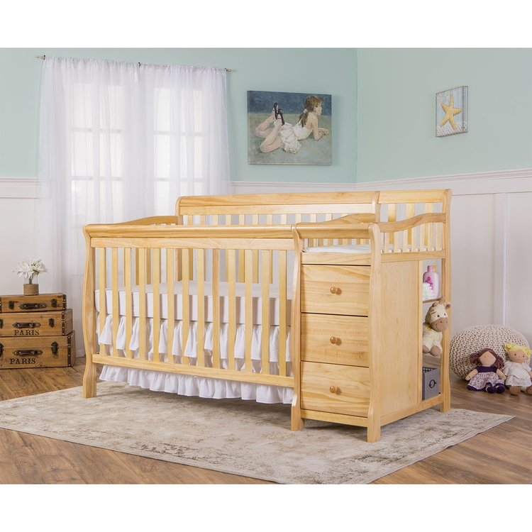 Dream On Me Brody 5-in-1 Convertible Crib with Changer, Natural