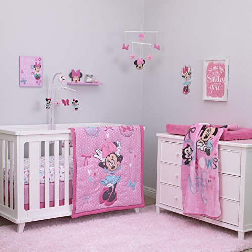 Disney Baby Minnie Mouse All About Bows 4 Piece Nursery Crib Bedding Set