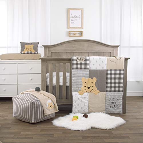 Disney Winnie The Pooh Hunny & Me – Grey, Marigold, White & Charcoal 3Piece Nursery Crib Bedding Set