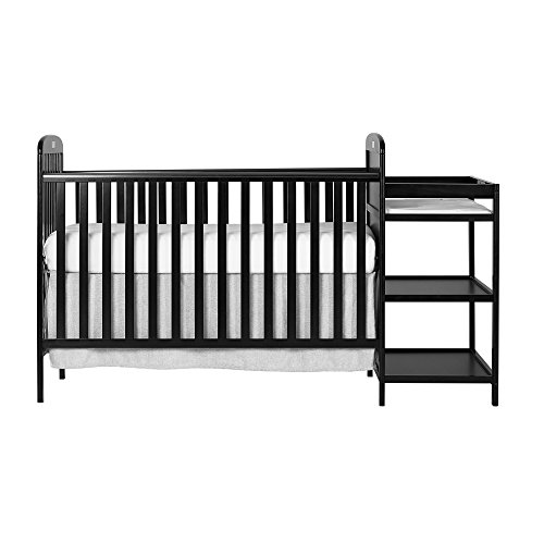 Dream On Me Anna 4-in-1 Full Size Crib and Changing Table Combo, Black