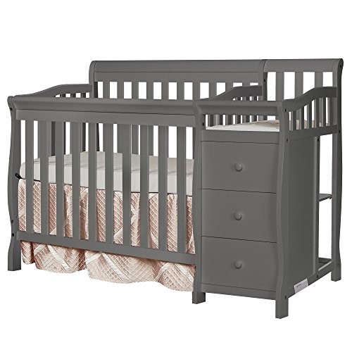 Dream On Me Jayden 4-in-1 Mini Convertible Crib And Changer, Storm Grey