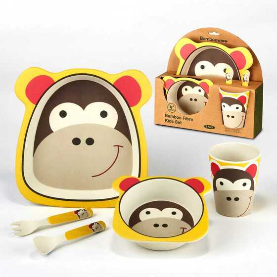 5pc Bamboo Kids Dinnerware Set – Certified International (Monkey)