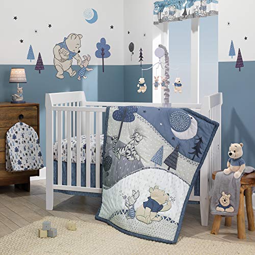Lambs & Ivy Forever Pooh 3Piece Baby Crib Bedding Set, Blue