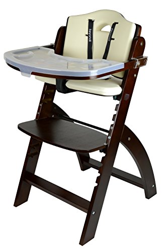 Abiie Beyond Wooden High Chair with Tray, Mahogany Wood – Cream Cushion