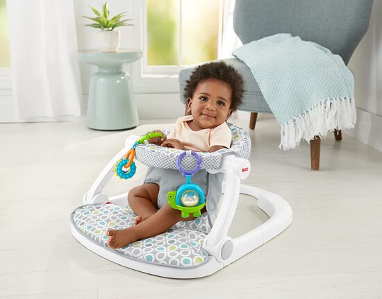 Fisher Price Playtime Bundle - Sit-me-Up Floor seat and Work from Home Newborn Toys Gift Set 