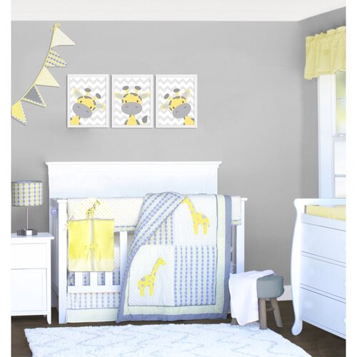 Pam Grace Creations Argyle Giraffe Safari 10-Piece Crib Bedding Set / Yellow and Gray