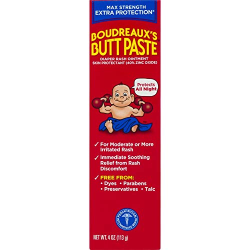 Boudreaux's Butt Paste Diaper Rash Cream, Maximum Strength, 4 Oz Tube
