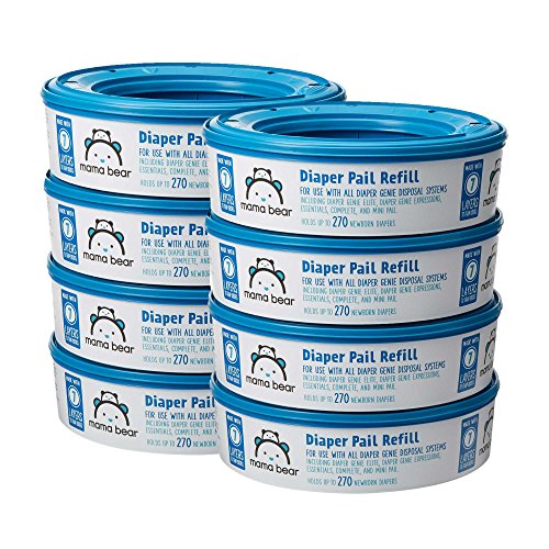 Amazon Brand - Mama Bear Diaper Pail Refills for Diaper Genie Pails, 270 Count (Pack of 8)